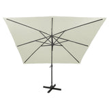 Vidaxl flytende parasol med stolpe og LED-belysning 300 cm sandfarget