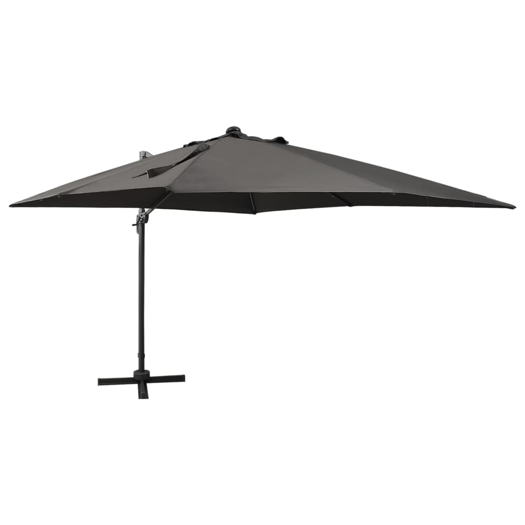 Vidaxl flytende parasol med stolpe og LED -belysning 300 cm Antracittfarge