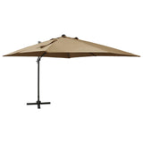 Vidaxl flytende parasol med stolpe og LED -belysning 300 cm taupe