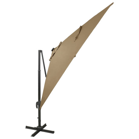 Vidaxl flytende parasol med stolpe og LED -belysning 300 cm taupe