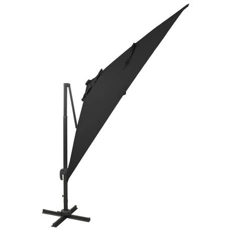 Vidaxl flytende parasol med stolpe og LED -belysning 300 cm svart