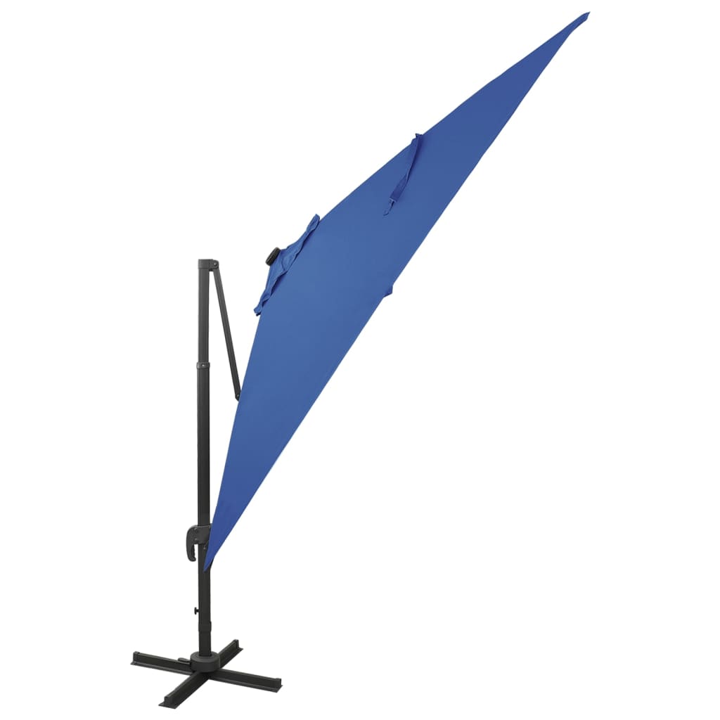 Vidaxl flytende parasol med stolpe og LED -belysning 300 cm Azure Blue