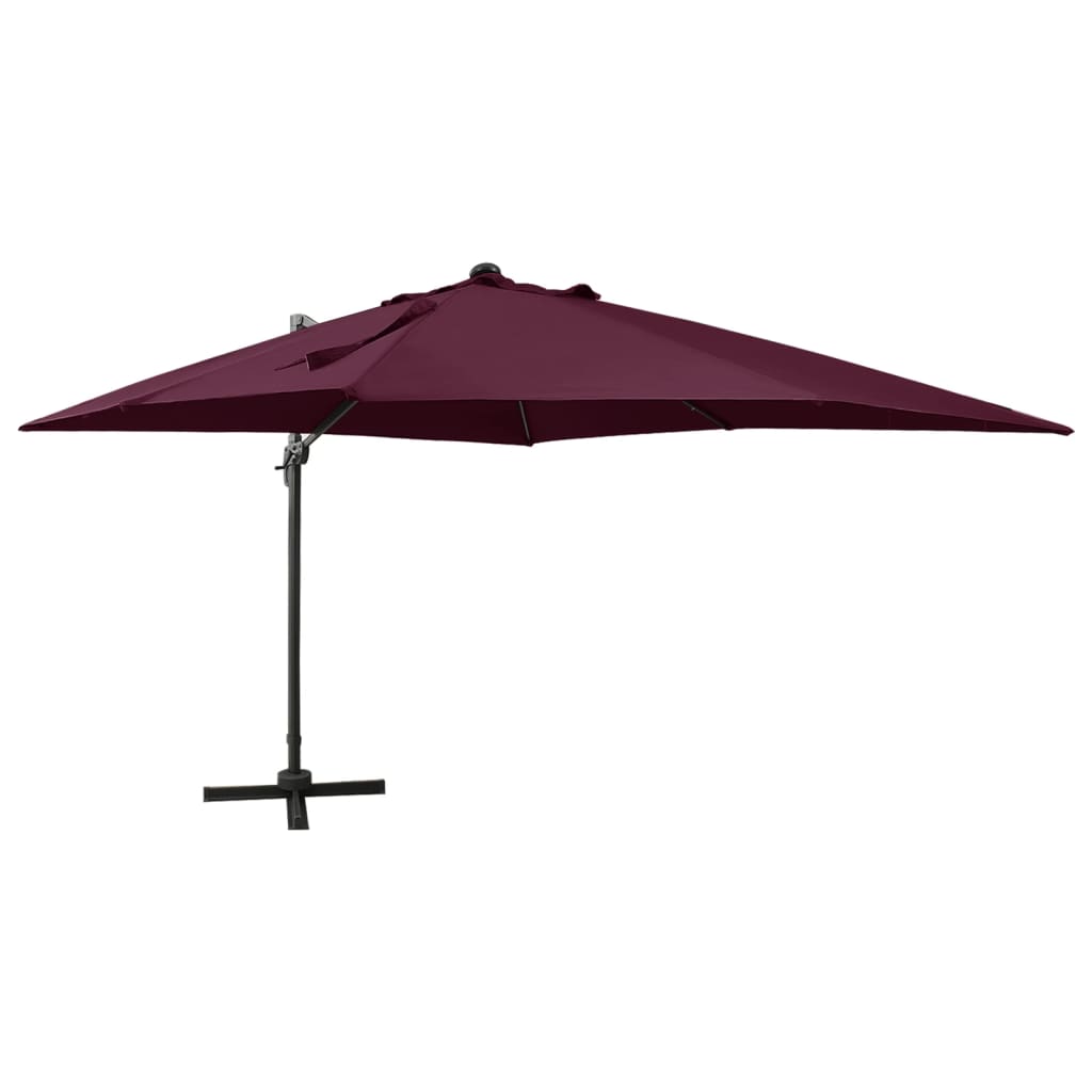 Vidaxl pływający parasol z oświetleniem bieguna i LED 300 cm Bordeaux Red