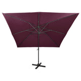 Vidaxl pływający parasol z oświetleniem bieguna i LED 300 cm Bordeaux Red