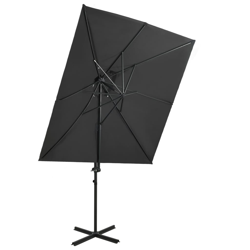 Vidaxl Floating parasol with double roof 250x250 cm anthracite -colored