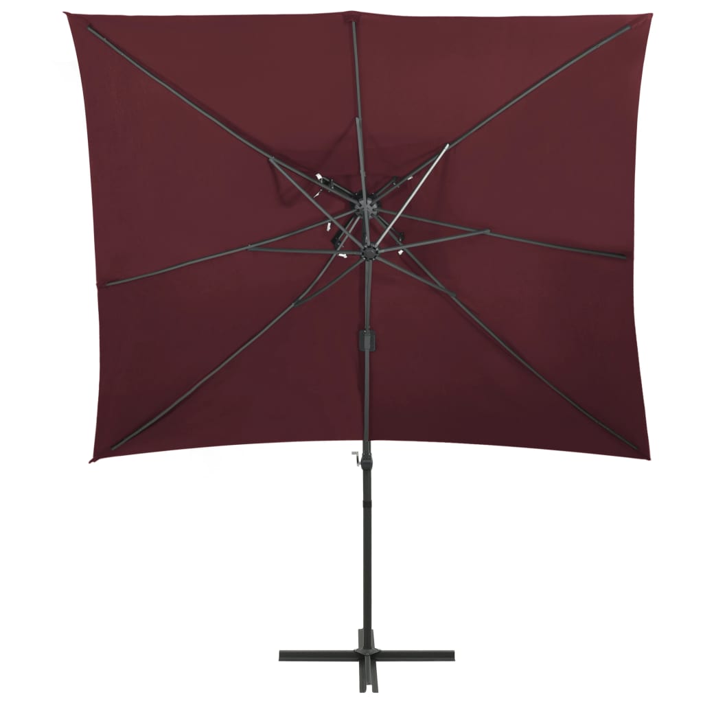 Vidaxl flytende parasol med dobbelttak 250x250 cm burgunder rød