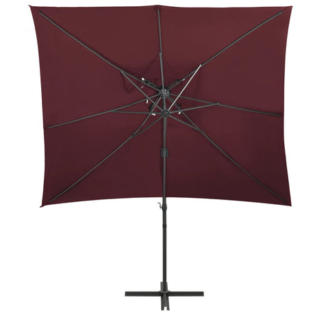 Vidaxl Floating parasol with double roof 250x250 cm burgundy red