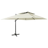 Vidaxl zweefparasol met dubbel dak 400x300 cm zandkleurig