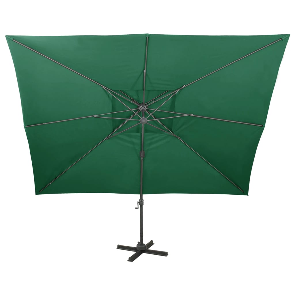 Vidaxl flytende parasol med dobbelttak 400x300 cm grønn