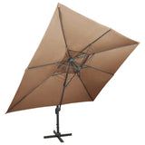 Vidaxl zweefparasol met dubbel dak 400x300 cm taupe