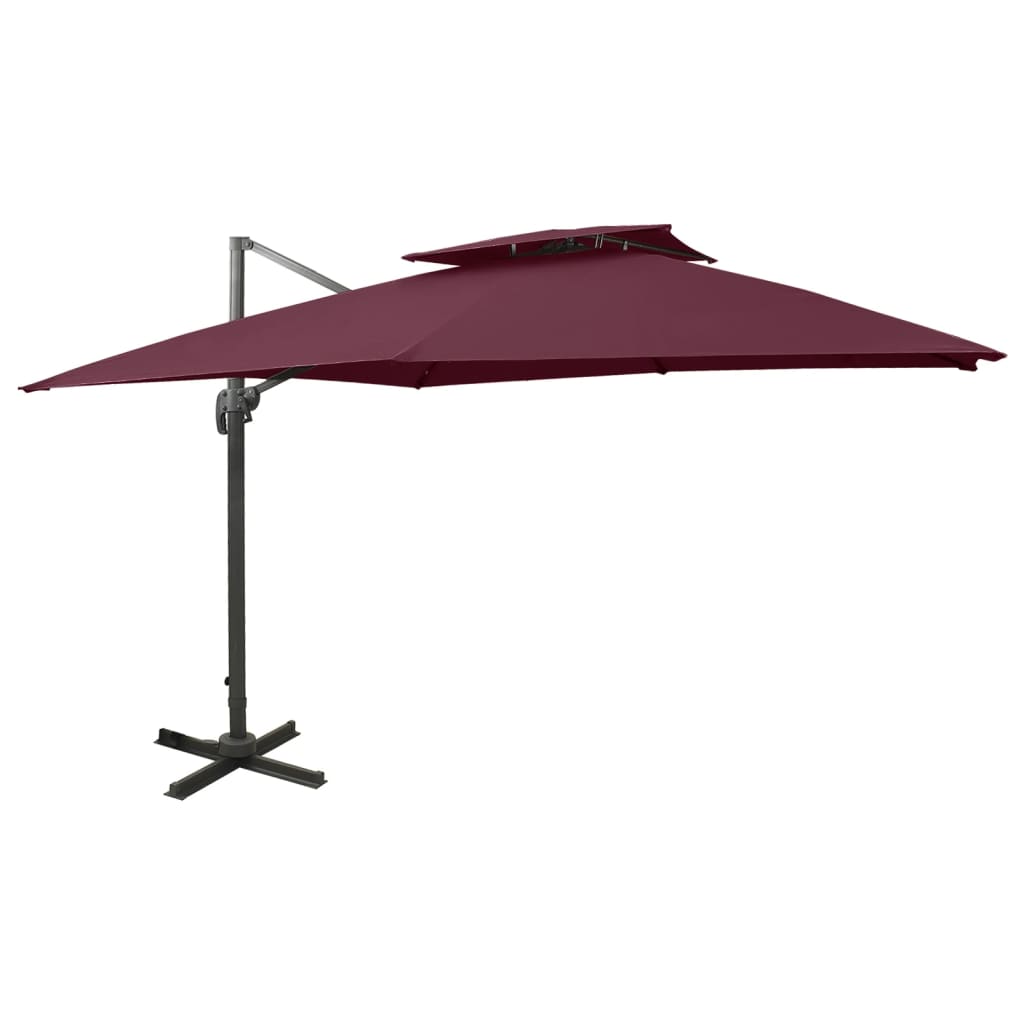 Vidaxl flytende parasol med dobbelttak 300x300 cm burgunder rød