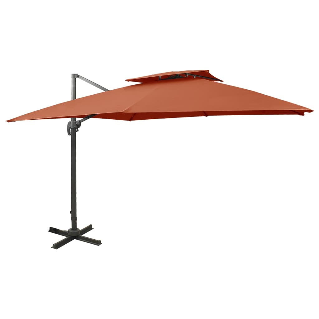 Vidaxl flytende parasol med dobbelt tak 300x300 cm terrakotta -farget