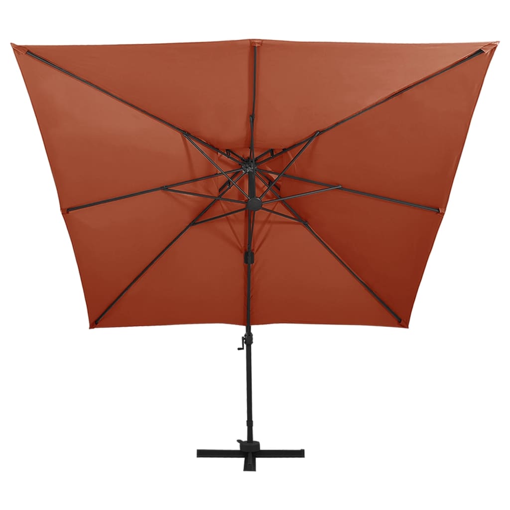 Vidaxl flytende parasol med dobbelt tak 300x300 cm terrakotta -farget