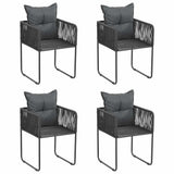 Vidaxl tuinstoelen 4 st met kussens poly rattan zwart