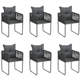 Vidaxl tuinstoelen 6 st met kussens poly rattan zwart