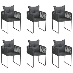Vidaxl tuinstoelen 6 st met kussens poly rattan zwart