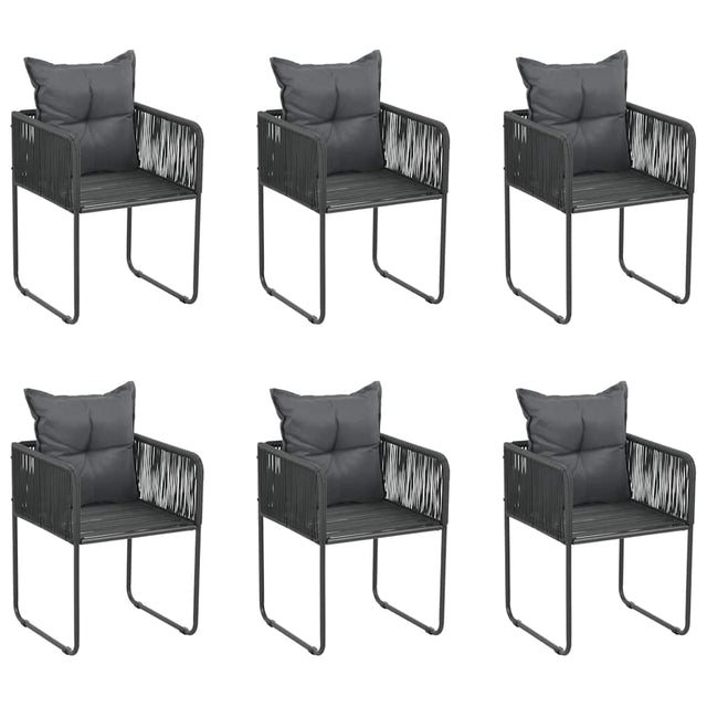 Vidaxl tuinstoelen 6 st met kussens poly rattan zwart