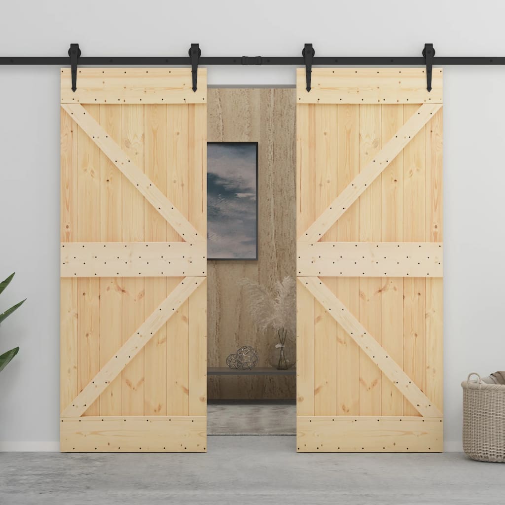 Porta scorrevole Vidaxl con pino solido da 80x210 cm per pastella