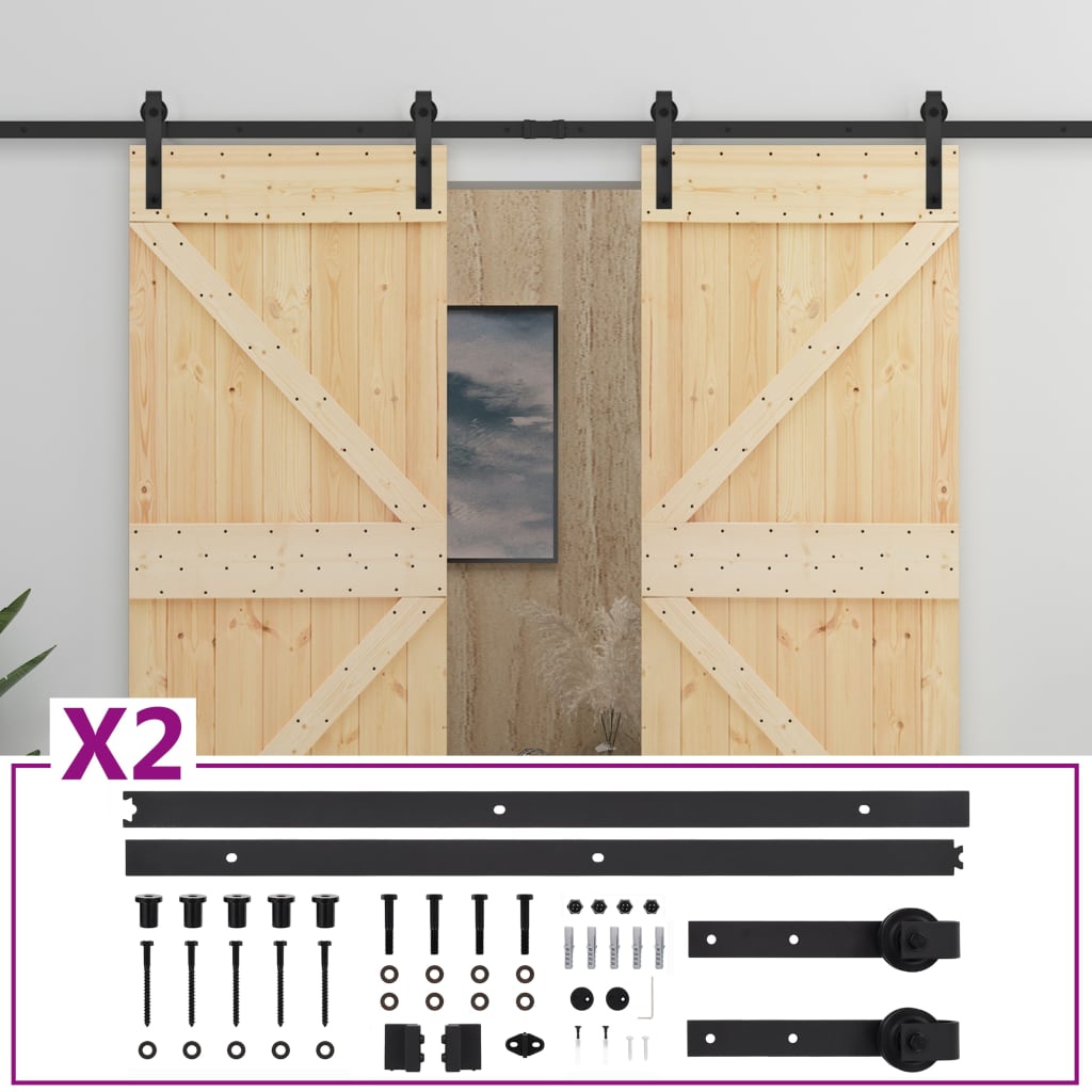 Puerta corredera de Vidaxl con masa 80x210 cm de pino sólido