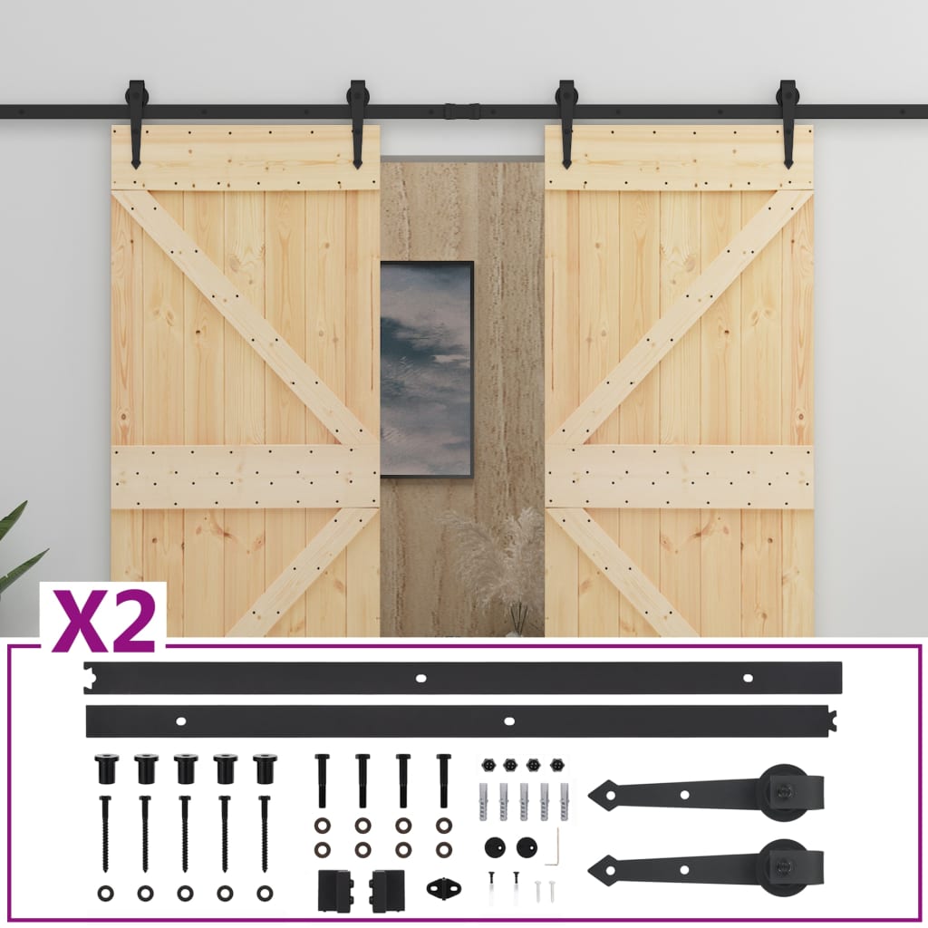 Puerta corredera de Vidaxl con masa de 90x210 cm de pino sólido