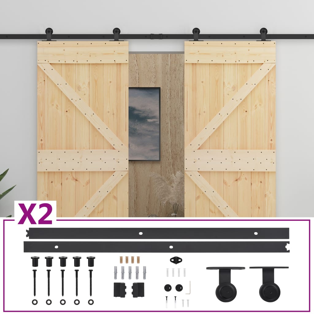 Puerta corredera de Vidaxl con masa de 90x210 cm de pino sólido