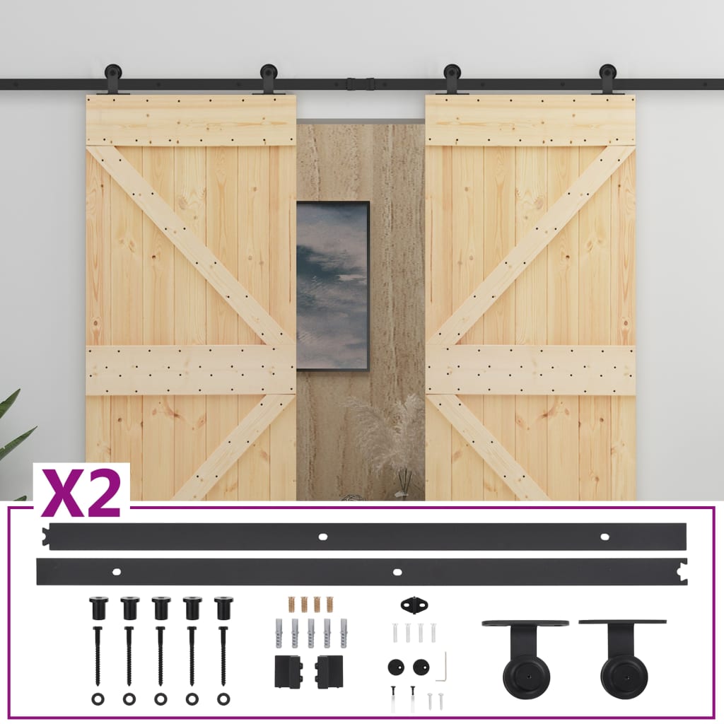 Vidaxl sliding door with batter 90x210 cm solid pine