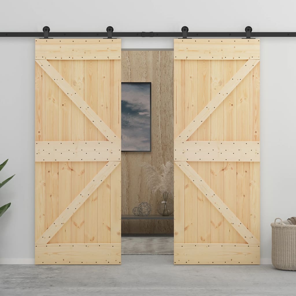 Puerta corredera de Vidaxl con masa de 90x210 cm de pino sólido