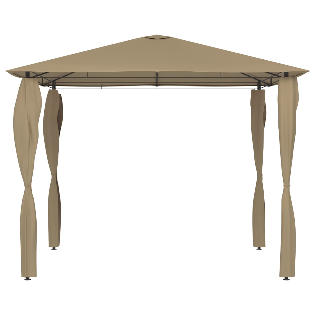 Arbor vidaxl avec couvercles de poteau 160 g m² 3x3x2,6 m taupe