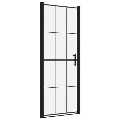 Vidaxl douchedeur 91x195 cm gehard glas zwart