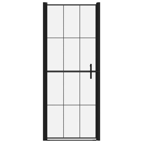 Vidaxl douchedeur 91x195 cm gehard glas zwart