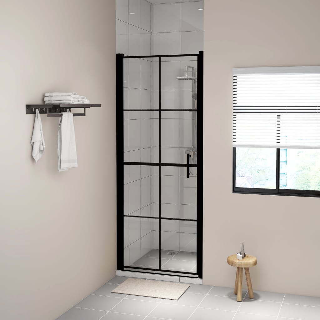 Vidaxl Shower Door 91x195 cm tvrdé sklo černé