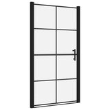 VIDAXL Duschtür 100x178 cm gehärtetes Glas schwarz