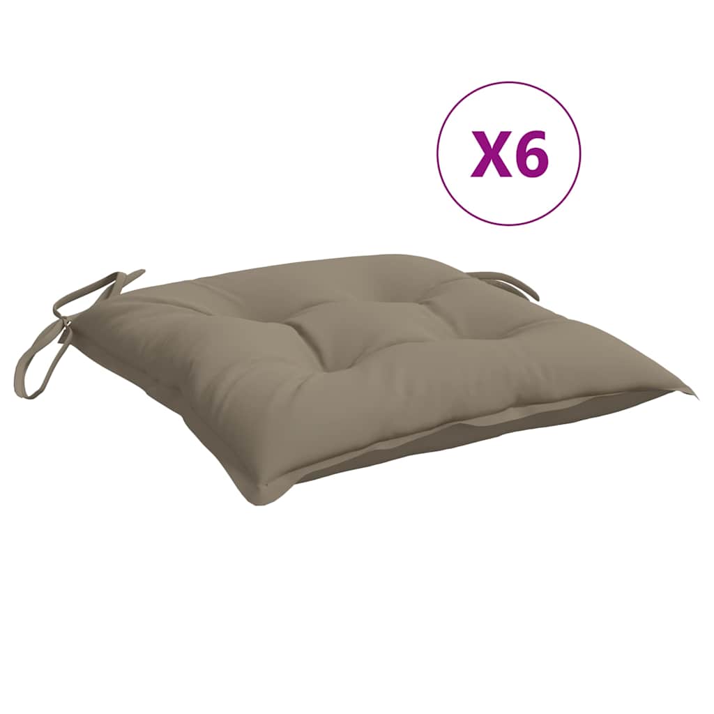 Vidaxl stoelkussens 6 st 50x50x7 cm oxford stof taupe