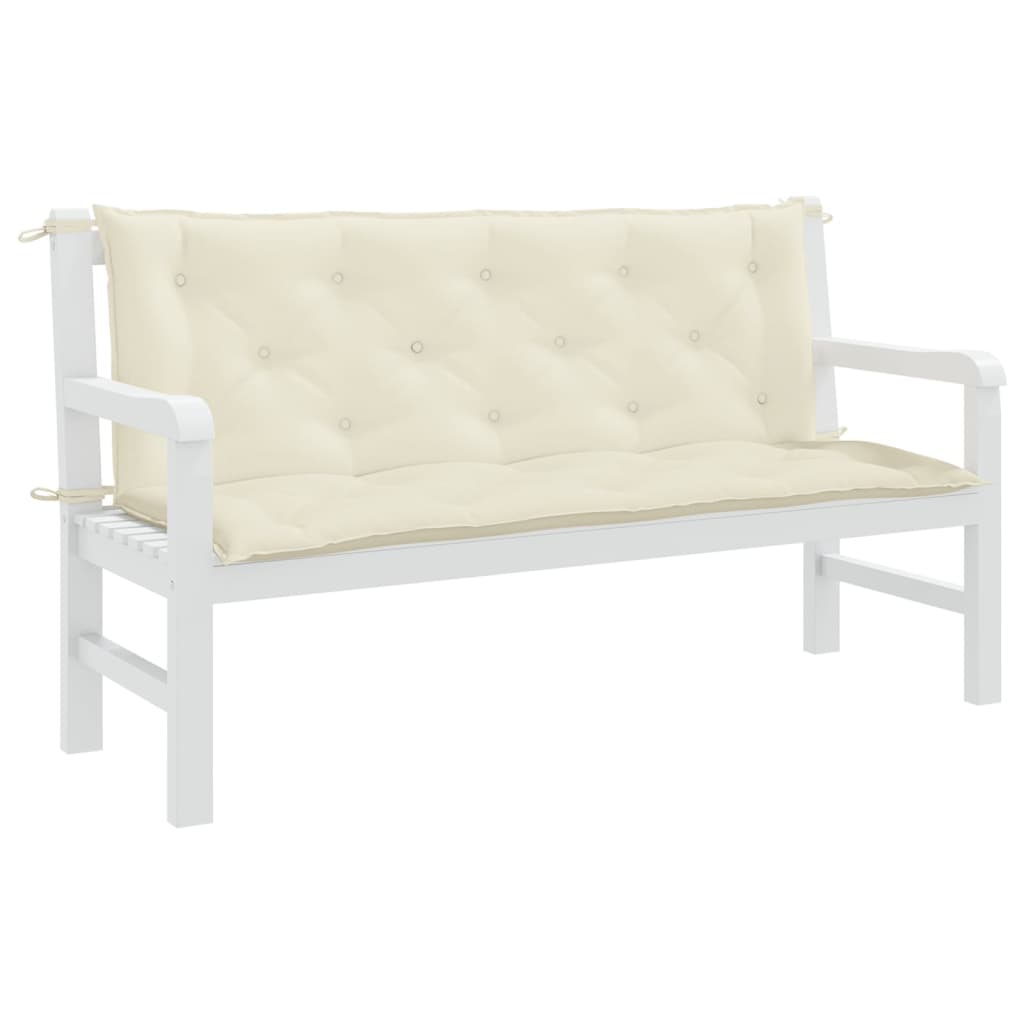 Vidaxl Garden Bench Kissen 150x (50+50) x7 cm Oxford Stoff Crèmewit