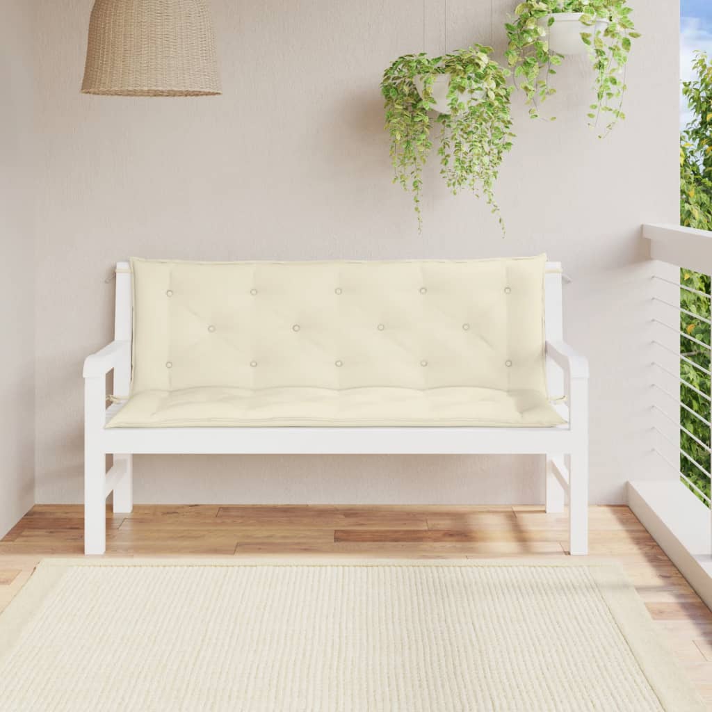 Vidaxl Garden Bench Kissen 150x (50+50) x7 cm Oxford Stoff Crèmewit