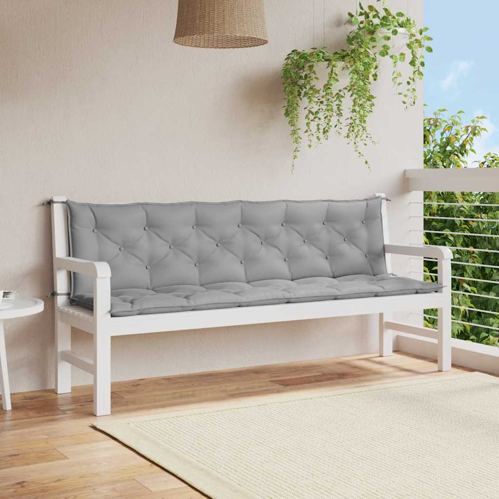 Vidaxl tuinbankkussen 200x(50+50)x7 cm oxford stof grijs