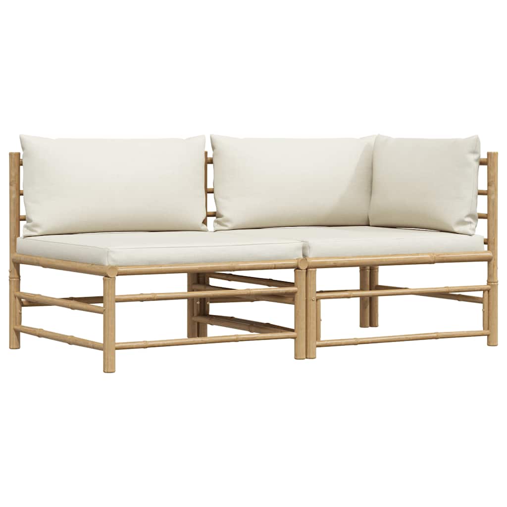 Vidaxl 2-delige loungeset met crèmewitte kussens bamboe