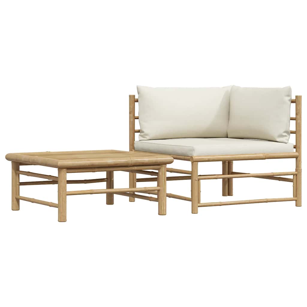 Vidaxl 2-delige loungeset met crèmewitte kussens bamboe