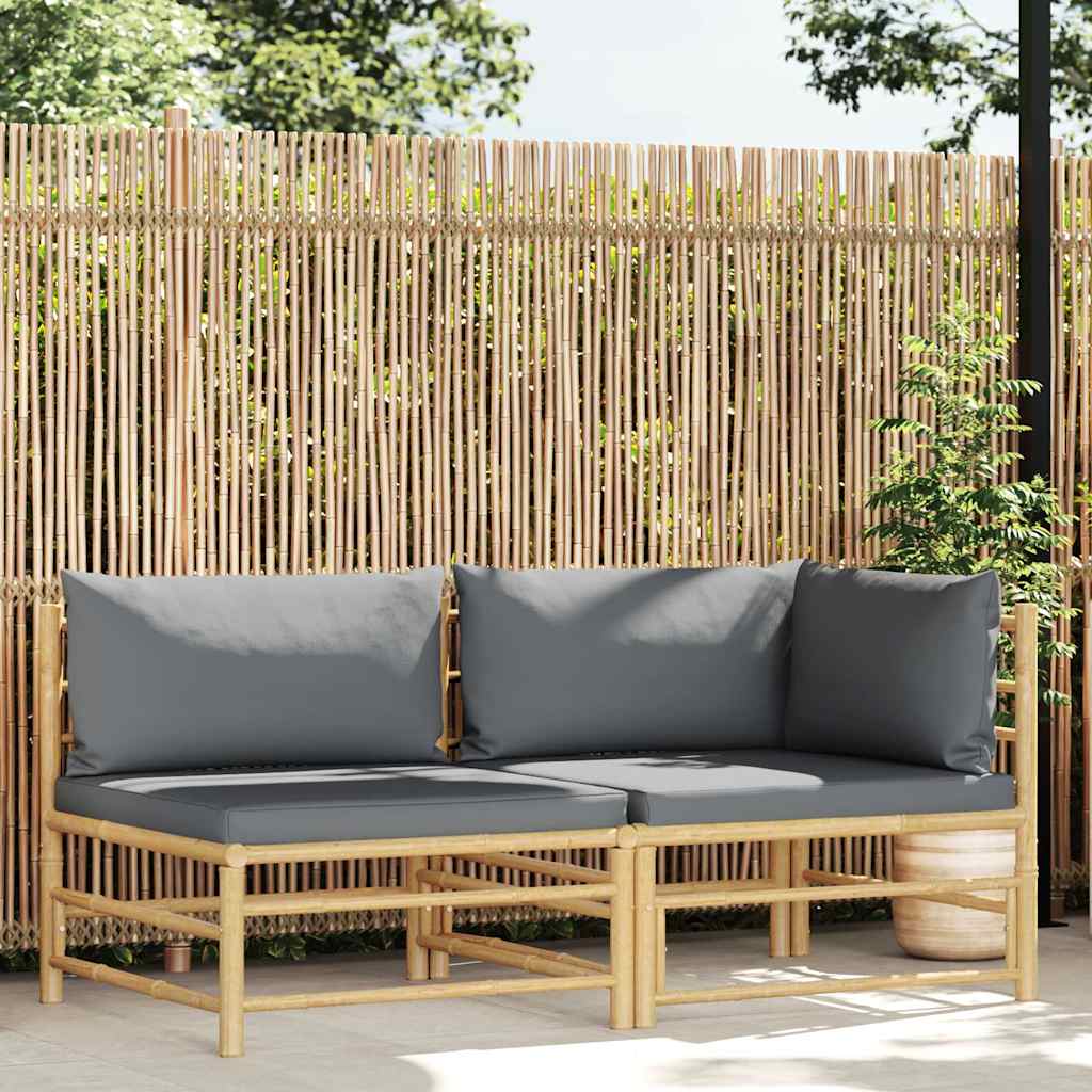 Vidaxl 2-delige loungeset met donkergrijze kussens bamboe