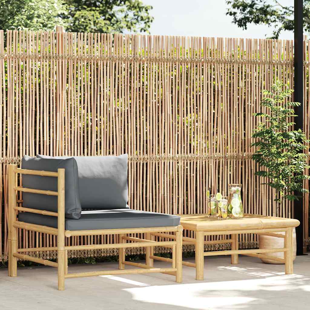 Vidaxl 2-delige loungeset met donkergrijze kussens bamboe