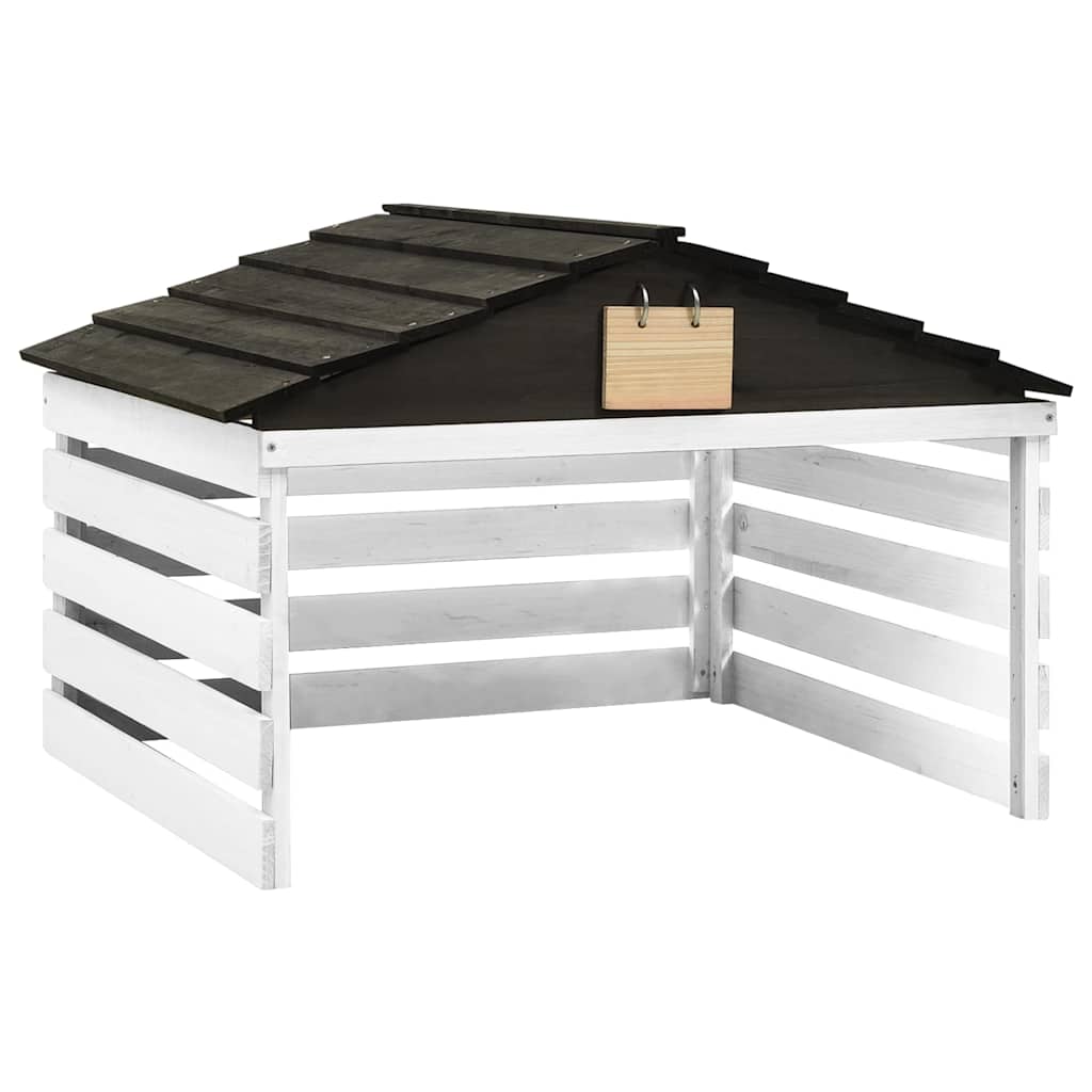 Vidaxl overkapping voor grasmaaier 78x74x54 cm vurenhout zwart en wit