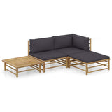Vidaxl 4-delige loungeset met donkergrijze kussens bamboe