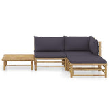 Vidaxl 4-delige loungeset met donkergrijze kussens bamboe