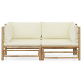 Vidaxl 2-delige loungeset met kussens bamboe crèmewit