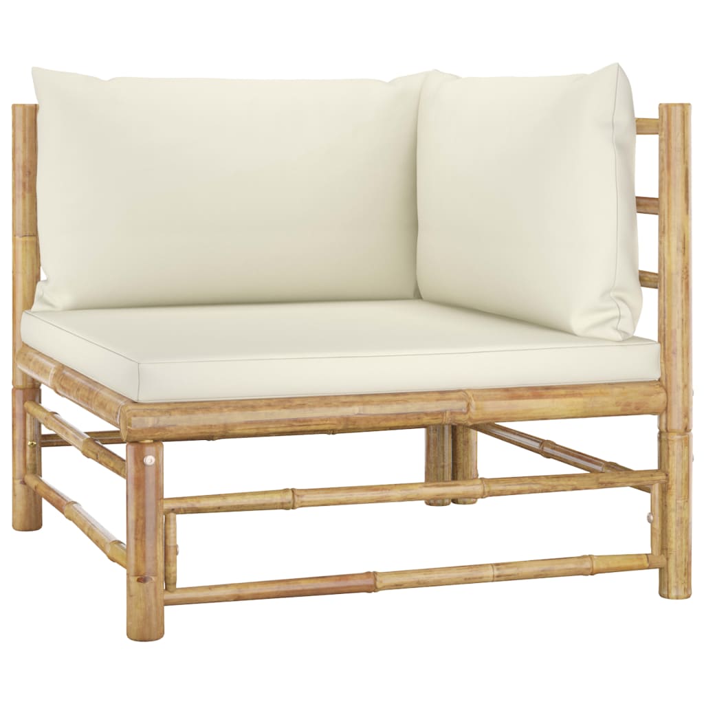 Vidaxl 2-delige loungeset met kussens bamboe crèmewit