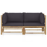 Vidaxl 2-delige loungeset met kussens bamboe donkergrijs