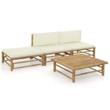 Vidaxl 4-delige loungeset met crèmewitte kussens bamboe