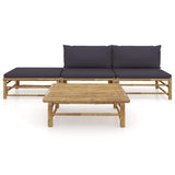 Vidaxl 4-delige loungeset met donkergrijze kussens bamboe