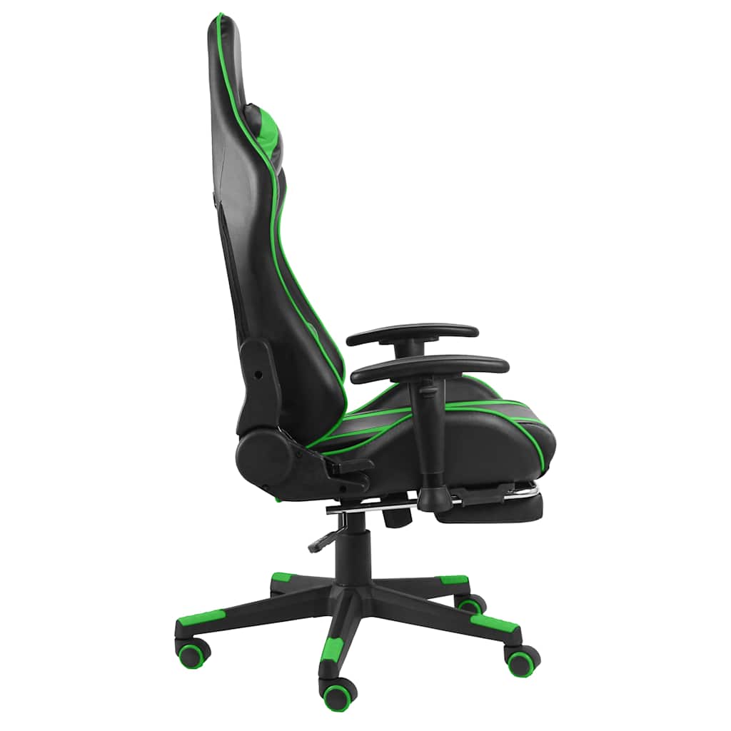 Vidaxl gamestoel draaibaar met voetensteun pvc groen
