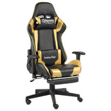 Vidaxl gamestoel draaibaar met voetensteun pvc goudkleurig